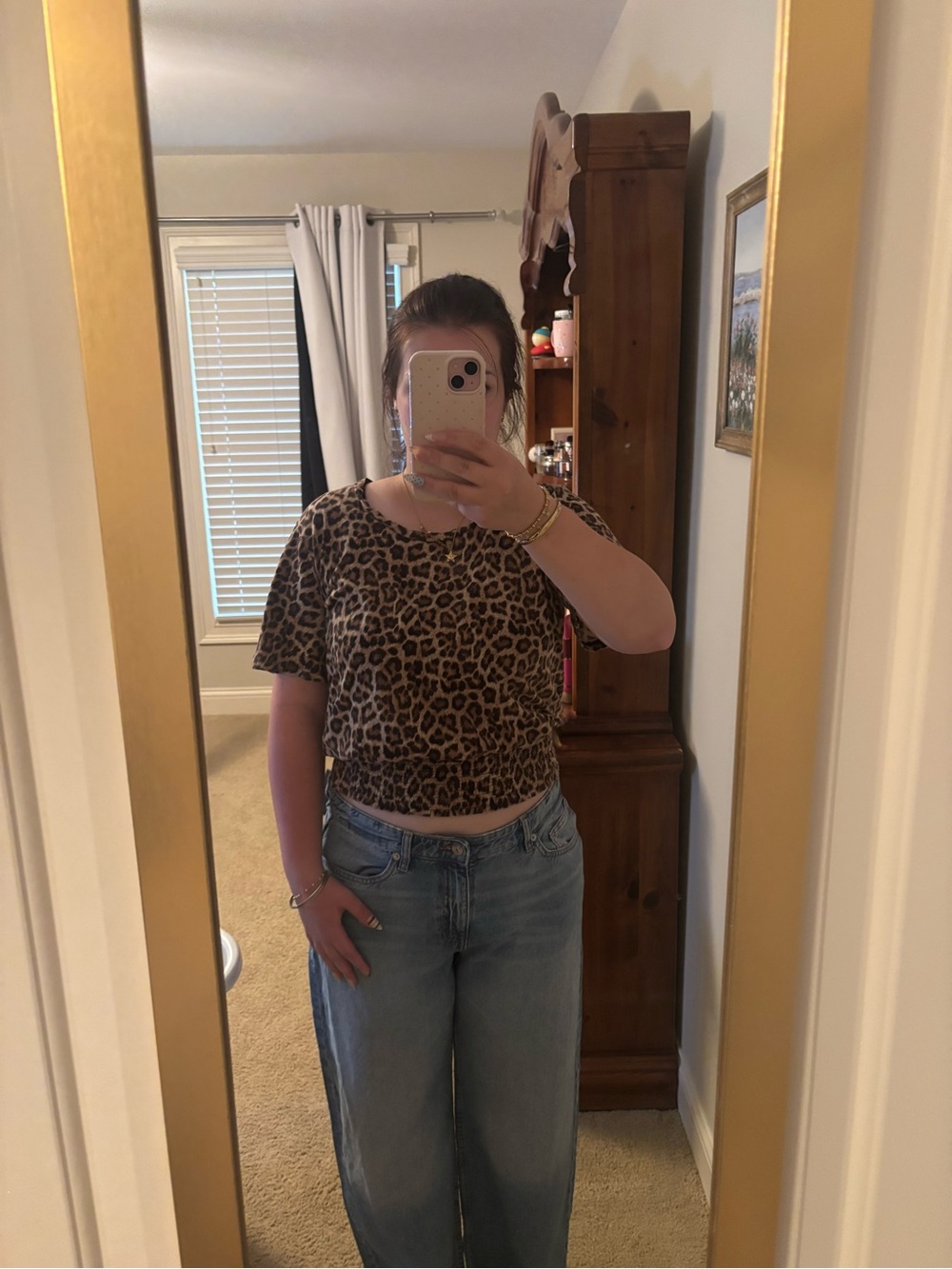 Michael Kors Brown Leopard Print Cropped Tee